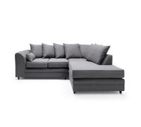 Abakus Direct Darcy Corner Sofa Right Facing In Dark Grey Linen Fabric
