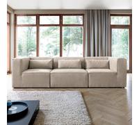 Abakus Direct Doris 4 Seater Sofa in Beige Cord Chenille Abakus Direct Beige