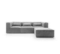 Abakus Direct Doris Modular Corner Sofa In Light Grey Cord Chenille