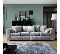 Abakus Direct Harriet Crushed Chenille 4 Seater Sofa in Light Grey Abakus Direct Light Grey