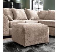 Abakus Direct Harriet Crushed Chenille Footstool in Cream Abakus Direct Cream