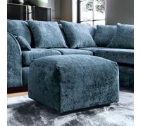 Abakus Direct Harriet Crushed Chenille Footstool in Dark Blue Abakus Direct Dark Blue