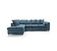 Abakus Direct Harriet Crushed Chenille Large Left Facing Corner Sofa In Dark Blue