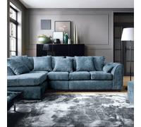 Abakus Direct Harriet Crushed Chenille Large Left Facing Corner Sofa in Dark Blue Abakus Direct Dark Blue