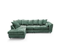 Abakus Direct Harriet Crushed Chenille Large Left Facing Corner Sofa in Green Abakus Direct Green