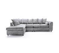 Abakus Direct Harriet Crushed Chenille Large Left Facing Corner Sofa In Light Grey