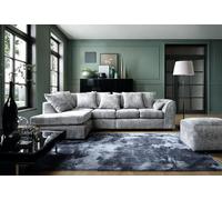 Abakus Direct Harriet Crushed Chenille Large Left Facing Corner Sofa in Light Grey Abakus Direct Light Grey