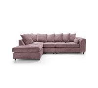 Abakus Direct Harriet Crushed Chenille Large Left Facing Corner Sofa In Pink