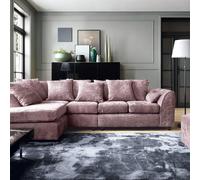 Abakus Direct Harriet Crushed Chenille Large Left Facing Corner Sofa in Pink Abakus Direct Pink