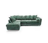 Abakus Direct Harriet Crushed Chenille Large Left Facing Corner Sofa In Rifle Green