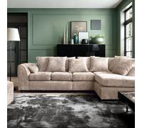 Abakus Direct Harriet Crushed Chenille Large Right Facing Corner Sofa in Cream Abakus Direct Cream