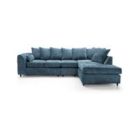 Abakus Direct Harriet Crushed Chenille Large Right Facing Corner Sofa In Dark Blue