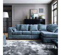 Abakus Direct Harriet Crushed Chenille Large Right Facing Corner Sofa in Dark Blue Abakus Direct Dark Blue