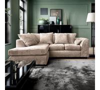 Abakus Direct Harriet Crushed Chenille Left Facing Corner Sofa in Cream Abakus Direct Cream