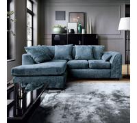 Abakus Direct Harriet Crushed Chenille Left Facing Corner Sofa in Dark Blue Abakus Direct Dark Blue