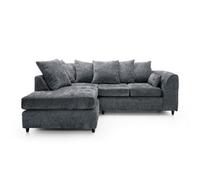 Abakus Direct Harriet Crushed Chenille Left Facing Corner Sofa In Dark Grey