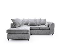 Abakus Direct Harriet Crushed Chenille Left Facing Corner Sofa In Light Grey