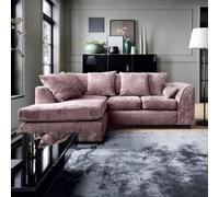 Abakus Direct Harriet Crushed Chenille Left Facing Corner Sofa in Pink Abakus Direct Pink