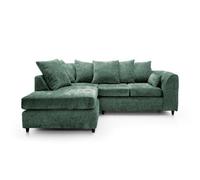 Abakus Direct Harriet Crushed Chenille Left Facing Corner Sofa In Rifle Green