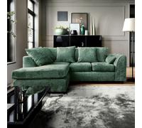 Abakus Direct Harriet Crushed Chenille Left Facing Corner Sofa in Rifle Green Abakus Direct Green