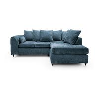 Abakus Direct Harriet Crushed Chenille Right Facing Corner Sofa In Dark Blue