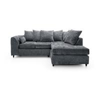 Abakus Direct Harriet Crushed Chenille Right Facing Corner Sofa In Dark Grey
