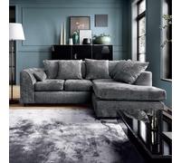 Abakus Direct Harriet Crushed Chenille Right Facing Corner Sofa in Dark Grey Abakus Direct Dark Grey