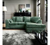 Abakus Direct Harriet Crushed Chenille Right Facing Corner Sofa in Green Abakus Direct Green