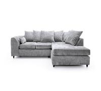 Abakus Direct Harriet Crushed Chenille Right Facing Corner Sofa In Light Grey