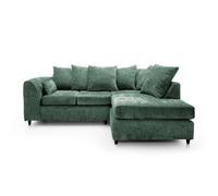 Abakus Direct Harriet Crushed Chenille Right Facing Corner Sofa In Rifle Green