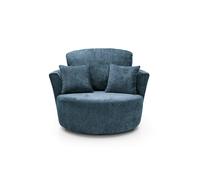 Abakus Direct Harriet Crushed Chenille Swivel Chair in Dark Blue Abakus Direct Dark Blue