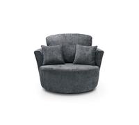 Abakus Direct Harriet Crushed Chenille Swivel Chair In Dark Grey