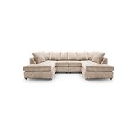 Abakus Direct Harriet Crushed Chenille U-Shape Sofa in Cream Abakus Direct Cream