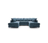 Abakus Direct Harriet Crushed Chenille U-Shape Sofa in Dark Blue Abakus Direct Dark Blue