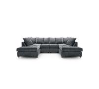 Abakus Direct Harriet Crushed Chenille U-Shape Sofa in Dark Grey Abakus Direct Dark Grey