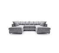 Abakus Direct Harriet Crushed Chenille U-Shape Sofa in Light Grey Abakus Direct Light Grey