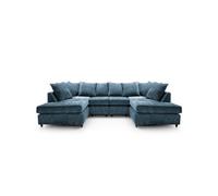 Abakus Direct Harriet Plus Crushed Chenille U-Shape Sofa In Dark Blue