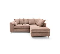 Abakus Direct Jumbo Brown Cord Right Facing Corner Sofa For Living Room With Thick Luxury Deep Filled Cushioning