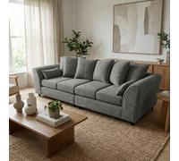 Abakus Direct Jumbo Chenille 4 Seater Sofa With Deep Seats And Angular Arms