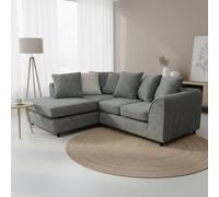 Abakus Direct Jumbo Chenille Corner Left Sofa with Plush Chaise Extension in Charcoal Abakus Direct Charcoal