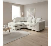 Abakus Direct Jumbo Chenille Corner Left Sofa with Plush Chaise Extension in Cream Abakus Direct Cream