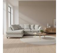 Abakus Direct Jumbo Chenille Corner Left Sofa with Plush Chaise Extension in Light Grey Abakus Direct Light Grey