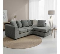 Abakus Direct Jumbo Chenille Corner Right Sofa with Plush Chaise Extension in Charcoal Abakus Direct Charcoal