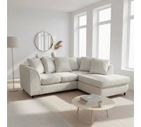 Abakus Direct Jumbo Chenille Corner Right Sofa with Plush Chaise Extension in Cream Abakus Direct Cream