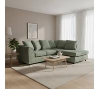 Abakus Direct Jumbo Chenille Corner Right Sofa with Plush Chaise Extension in Dark Green Abakus Direct Dark Green