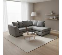 Abakus Direct Jumbo Chenille Corner Right Sofa with Plush Chaise Extension in Dark Grey Abakus Direct Dark Grey