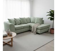 Abakus Direct Jumbo Chenille Corner Right Sofa with Plush Chaise Extension in Light Green Abakus Direct Light Green