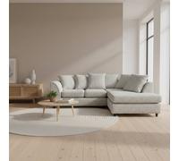 Abakus Direct Jumbo Chenille Corner Right Sofa with Plush Chaise Extension in Light Grey Abakus Direct Light Grey