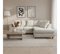 Abakus Direct Jumbo Chenille Corner Right Sofa with Plush Chaise Extension in White Abakus Direct White