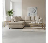 Abakus Direct Jumbo Chenille Corner Sofa In Taupe Left Facing With Plush Chaise Extension